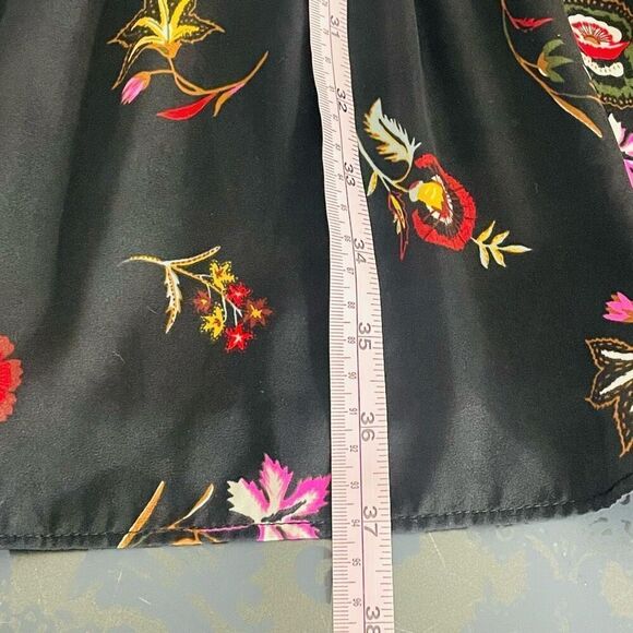 Old Navy Velvet Trim Black Floral Dress Size Medium - Picture 10 of 12